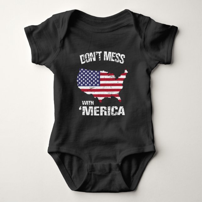 Body Para Bebê Patriótico não suje com 'o Merica (Frente)