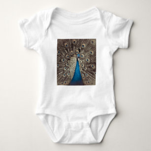 Body Para Bebê Pavão Azul Antiquado