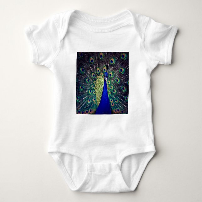 Body Para Bebê Pavão Azul Cobalto (Frente)