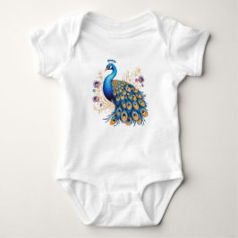 Body Para Bebê Pavão Com Flores Roxas