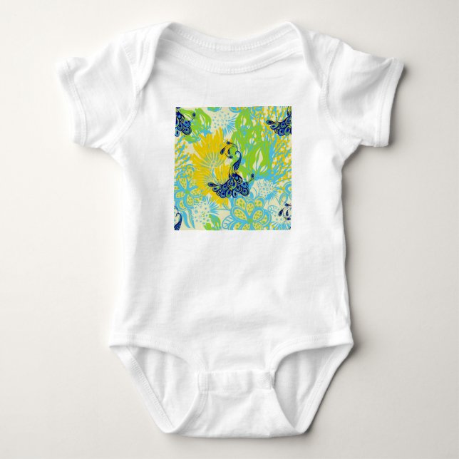 Body Para Bebê pavão floral (Frente)