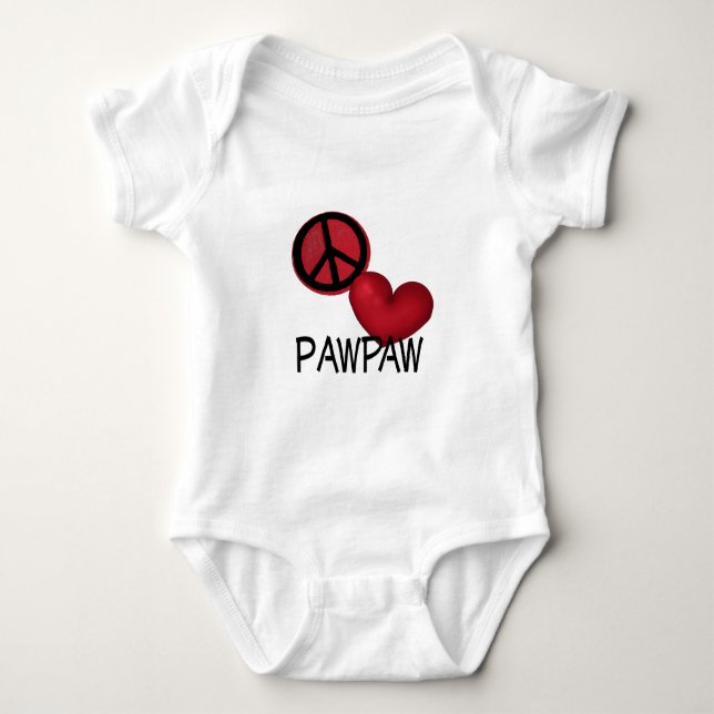 Body Para Bebê PawPaw do amor da paz (Frente)