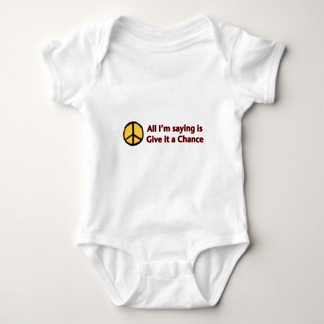 Body Para Bebê Paz - Deem-lhe uma oportunidade (Frente)