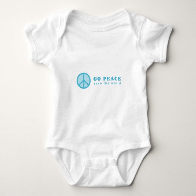 Body Para Bebê Paz em Paz (Azul) (Frente)