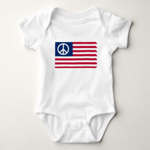 Body Para Bebê Paz patriótica e a bandeira americana