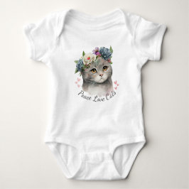 Body Para Bebê Peace Love Cats Bodtraje