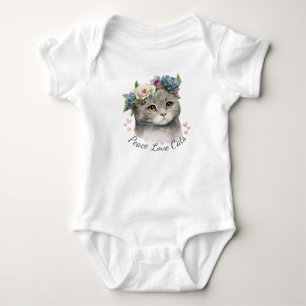 Body Para Bebê Peace Love Cats Bodtraje