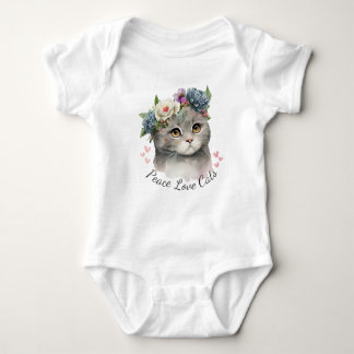 Body Para Bebê Peace Love Cats Bodtraje