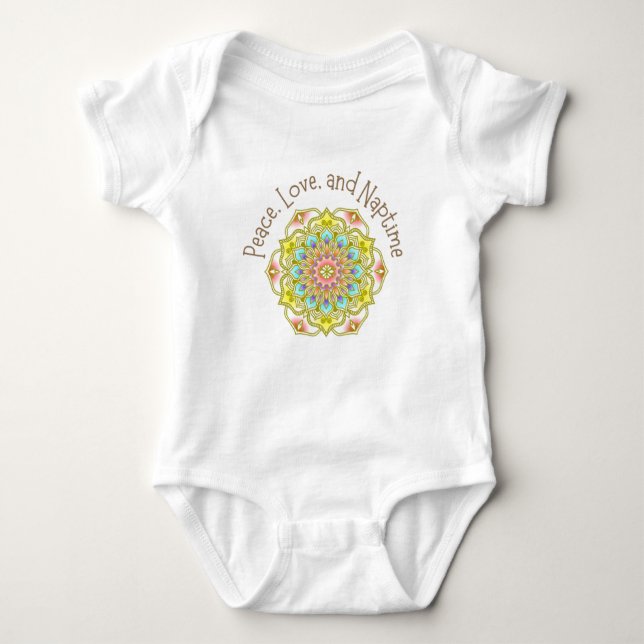 Body Para Bebê Peace, Love e Naptime Mandala Classic Toddler (Frente)