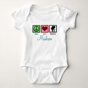 Body Para Bebê Peace Love Elephant Custom Baby