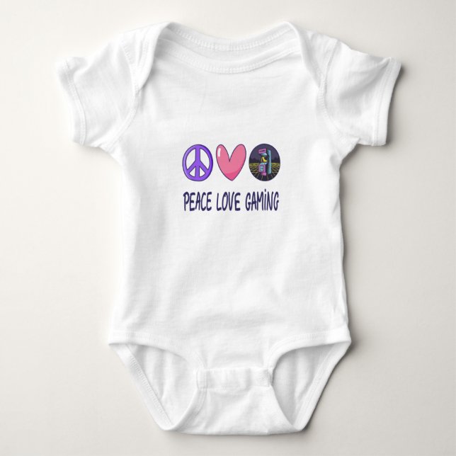 Body Para Bebê Peace Love Gaming (Frente)