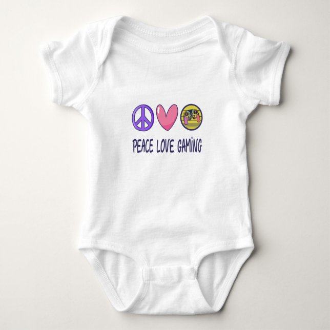 Body Para Bebê Peace Love Gaming (Frente)