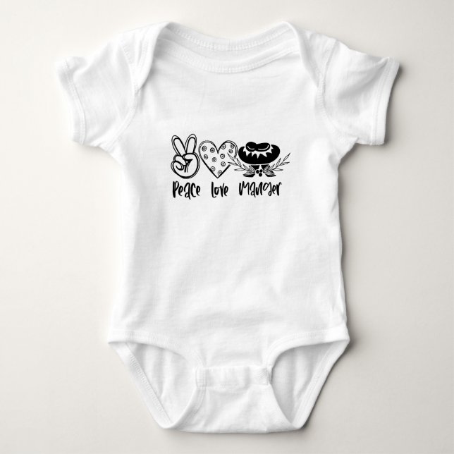 Body Para Bebê Peace Love Manger Christmas (Frente)