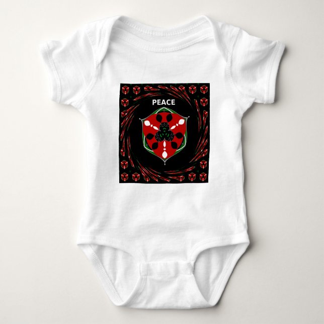 Body Para Bebê "Peace: with Shield Emblem" Art Impressão (Frente)