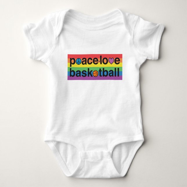 Body Para Bebê PeaceLoveBasquetebol ORGULHOSO Bebê (branco) (Frente)