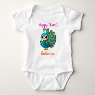 Body Para Bebê Peacock Pop e Personal Spark com texto personaliza