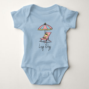Body Para Bebê PEANUTS Relaxamento de Woodstock na praia