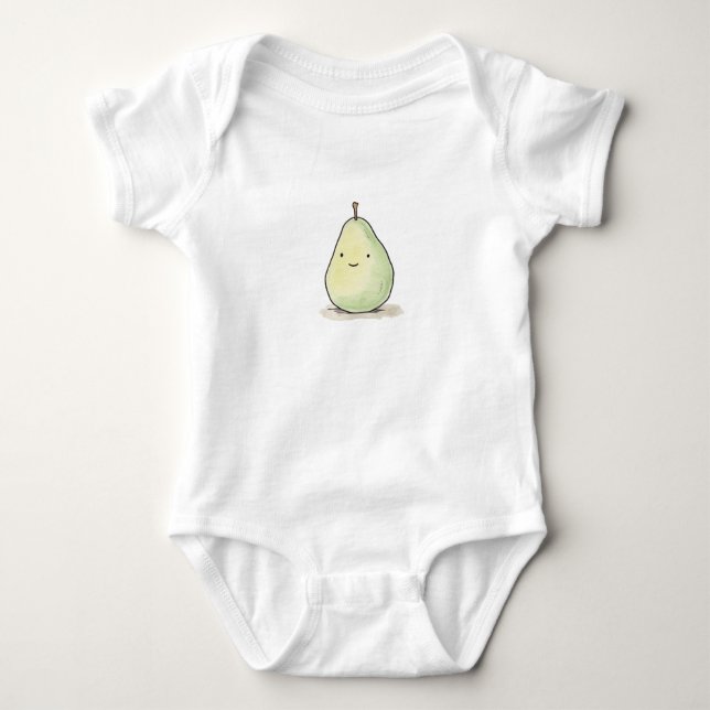 Body Para Bebê Pear Aquarela Cuja Cadeia Kawaii (Frente)