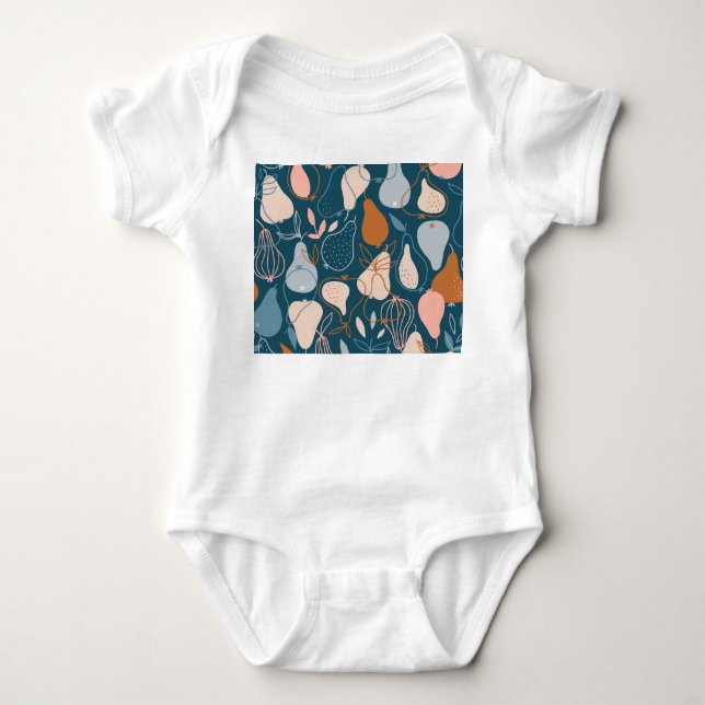 Body Para Bebê Pear na moda: Padrão Escandinavo Escuro (Frente)