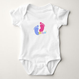 Body Para Bebê Pegadas de Bebê Rosa e Azul e Blocos