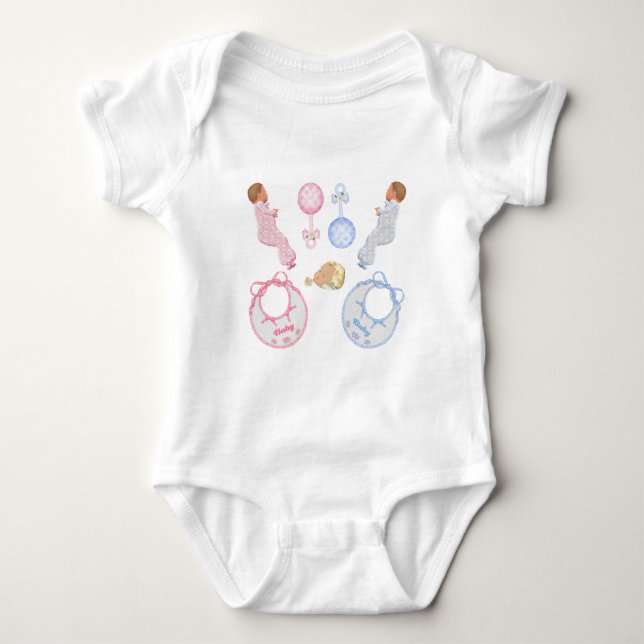 Body Para Bebê Pegadas de Chuveiro de Bebê Adoráveis e Fofas para (Frente)