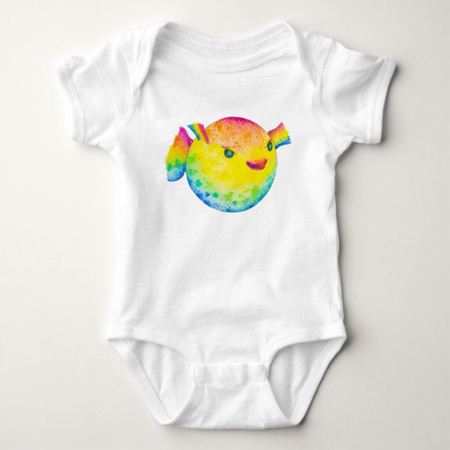 Body Para Bebê Peixe baiacu (Frente)