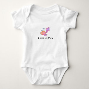 Body Para Bebê Peixe-Bebê Bonito Eu Amo Minha Mimi