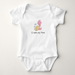 Body Para Bebê Peixe-Bebê Bonito Eu Amo Minha Mimi