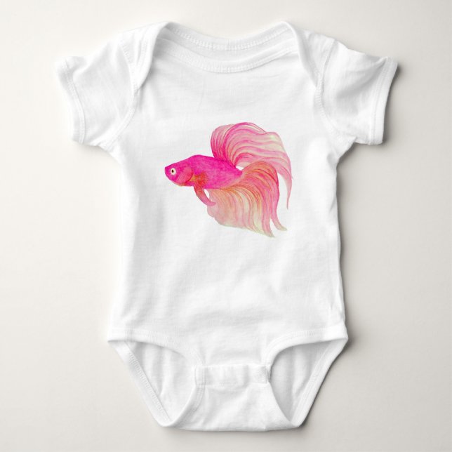 Body Para Bebê Peixe Betta Rosa (Frente)