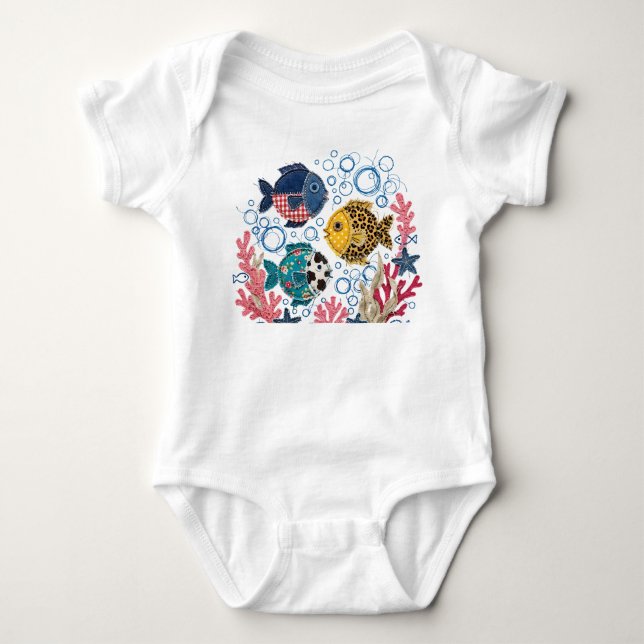 Body Para Bebê Peixe de Colcha de Retalhos (Frente)