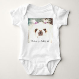 Body Para Bebê Pekingese Branco O que você está olhando? Engraçad