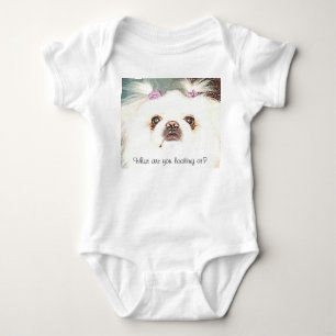 Body Para Bebê Pekingese Branco O que você está olhando? Engraçad
