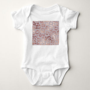 Body Para Bebê Pele-leopardo: elegância rosa de ouro.
