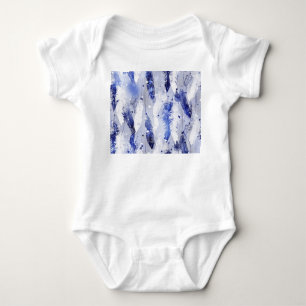 Body Para Bebê Penas a enrolar: padrão azul-aquarela.