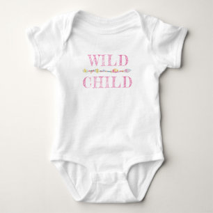 Body Para Bebê Penas de criança selvagens miçanga boho cor-de-ros