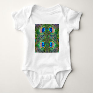 Body Para Bebê Penas de Peacock Kaleidoscope Impressão