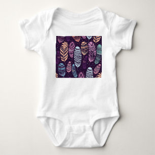 Body Para Bebê Penas étnicas: padrão preto e branco