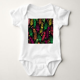 Body Para Bebê Penas étnicas sem aparência, padrão vibrante.