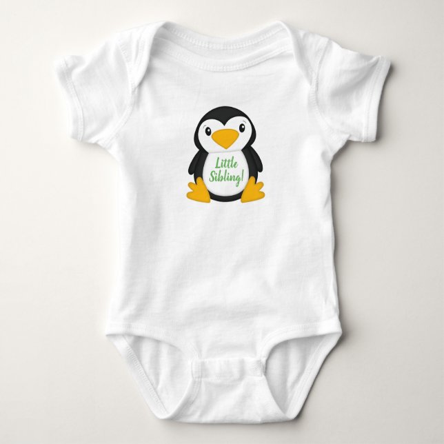 Body Para Bebê Penguin Chá de fraldas Green (Frente)