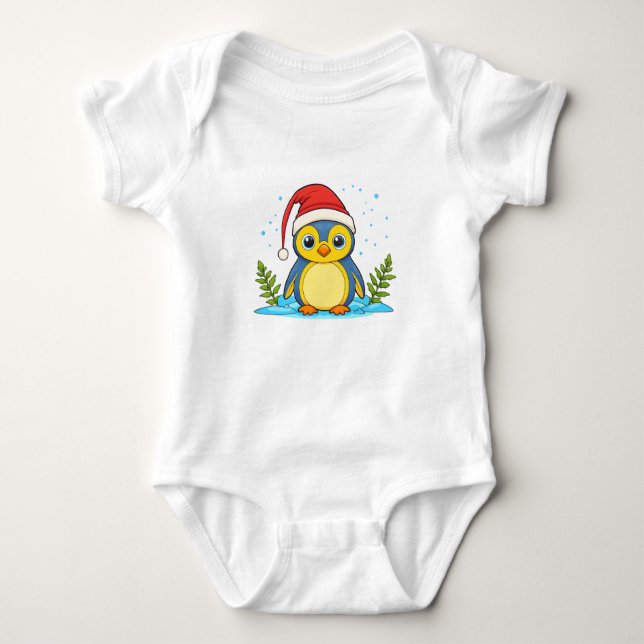 Body Para Bebê Penguin Cheer Holiday  (Frente)