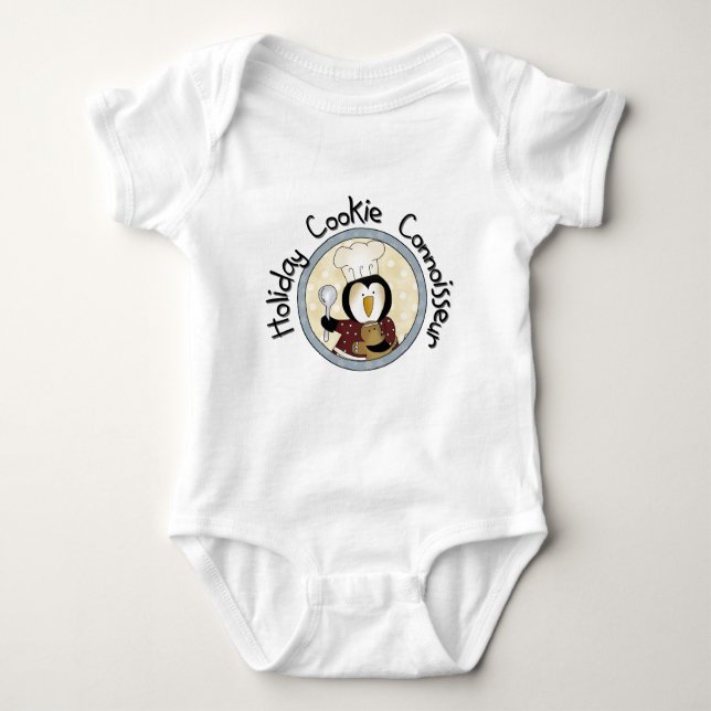 Body Para Bebê Penguin Cookie Connoisseur T-shirts e presentes (Frente)