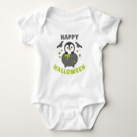 Penguin Happy Halloween Cauldron Bat