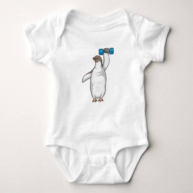 Body Para Bebê Penguin Malhação Dumbbell (Frente)