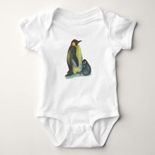 Body Para Bebê Penguins Baby Jersey Bodyfato, Branco (Frente)