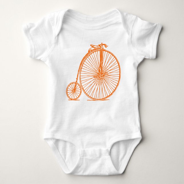 Body Para Bebê Penny Farthing - Laranja (Frente)