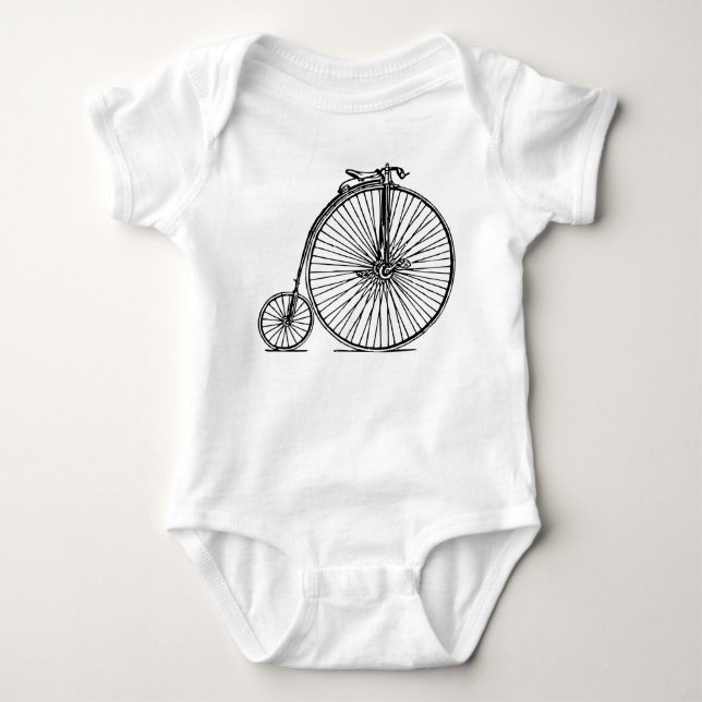 Body Para Bebê Penny Farthing - Preto (Frente)