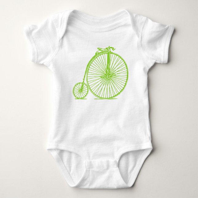 Body Para Bebê Penny Farthing - Verde marciano (Frente)