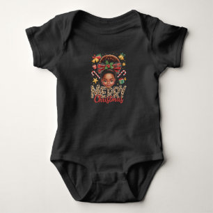 Body Para Bebê Penteado Desgrenhado de Natal Afro-Americano Mãe P