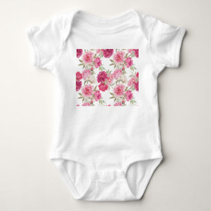 Body Para Bebê Peônias de cor-de-água rosa: Elegância Floral