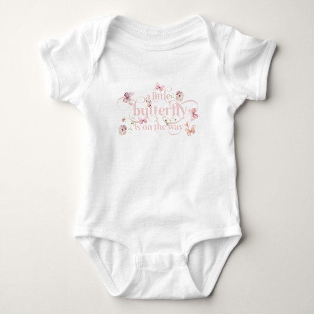 Body Para Bebê Pequena Buterfly Blush Floral Chá de fraldas (Frente)